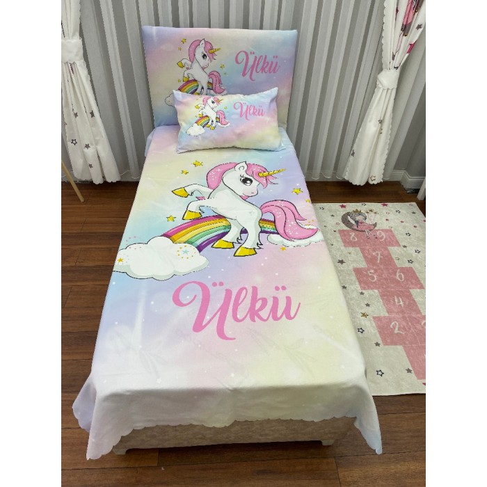 Unicorn Pony At İsimli Çocuk Odası Yatak Örtüsü